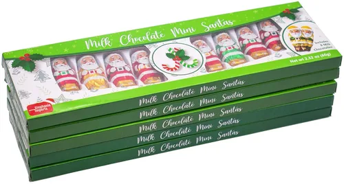 Miniatura 4 de Mini Santas de chocolate con leche de 2 pulgadas, fabricados en Estados Unidos, envueltos individualmente en papel de aluminio, 2 libras
