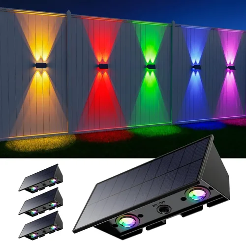 Miniatura 15 de 4 Pack Solar Powered Wall Lights for Outside Up and Down Fence Mount LED Outdoor Decorative Waterproof Lamps for Porch, Deck, Patio, Yard, Garden, 4