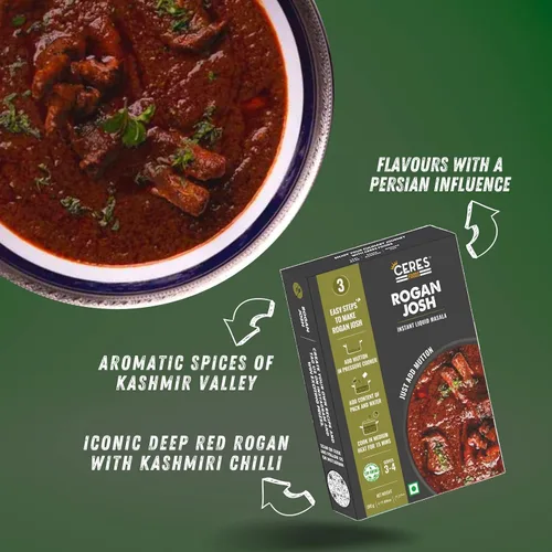 Miniatura 3 de Ceres Foods Indian Kashmiri Rogan Josh Instant Liquid Masala Salsa a fuego lento Famoso curry de cordero de Cachemira India Simplemente