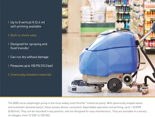 Miniatura 4 de Pentair SHURFLO 8000-543-236 Bomba de diafragma de demanda automática, 1.8 GPM con válvulas de Viton, diafragma de Santopreno, interruptor