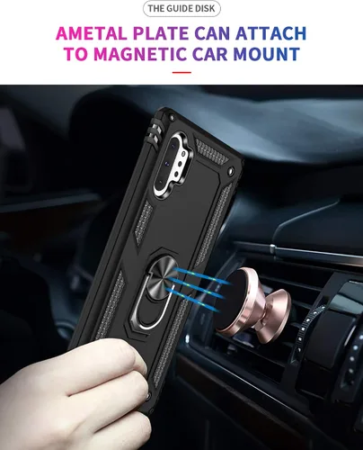 Miniatura 4 de Androgate Funda para Samsung Galaxy Note 10 Plus con protectores de pantalla HD, soporte de anillo de metal de grado militar, a prueba de caídas, a