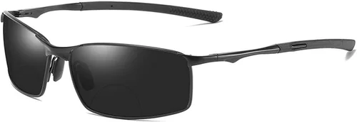 Miniatura 3 de laureles Gafas de sol deportivas de visión nocturna vintage para hombre, marco de metal, conducción bifocal, gafas de lectura Negro/Gris