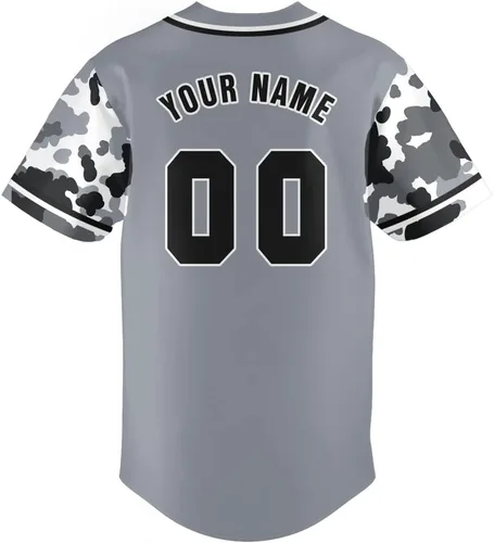 Miniatura 3 de Camiseta de béisbol personalizada con nombre y número personalizados de camuflaje para hombres, mujeres y jóvenes