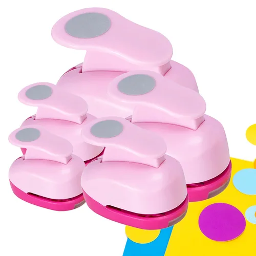 Juego de Perforadoras de Papel Circulares - Paquete de 5 Perforadoras de Papel Redondas, Perforadora Manual para Álbumes de Recortes para Rosa