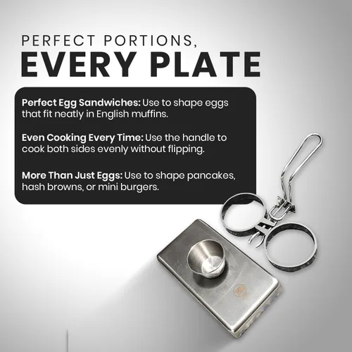 Miniatura 7 de Rattleware Anillos para huevos de acero inoxidable, grado comercial, cocción uniforme, mango resistente al calor, ideales para freír huevos