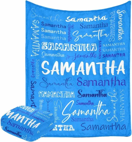 Miniatura 24 de Manta personalizada con nombre con fuente diferente y colorida para niños, mujeres y hombres, divertida decoración personalizada para el hogar, cama