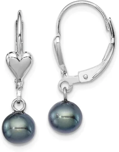 Aretes colgantes de plata de ley 925 de 0.256 in, con perlas cultivadas de agua dulce, color negro, medidas de 1.024 x 0.236 in de ancho, regalos de