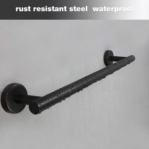 Miniatura 5 de Cilee Juego de 10 accesorios de baño negro mate, anillo de barra de toalla negro de 24 pulgadas+soporte para papel higiénico+gancho para toalla
