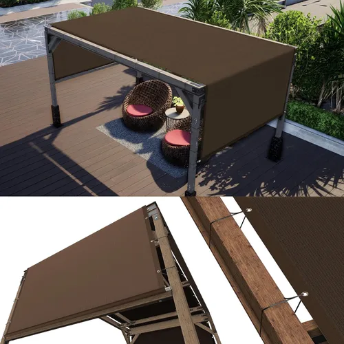 ColourTree Cubierta de Repuesto para Toldo de Sombra de Pérgola Marrón, 8 pies de ancho x 16 pies de largo, Tela de Grado Comercial de 260 GSM para