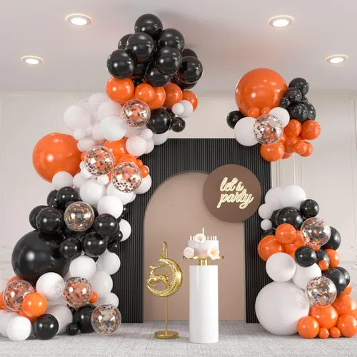 Miniatura 11 de 136 piezas de kit de arco de globos de color rosa eléctrico y negro con globos transparentes - 18/12/10/5 pulgadas de guirnalda gótica