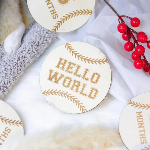 Miniatura 3 de Tarjetas de hitos mensuales para bebés, discos de hitos mensuales de madera, accesorios de fotografía para recién nacidos para documentar el Tarjeta