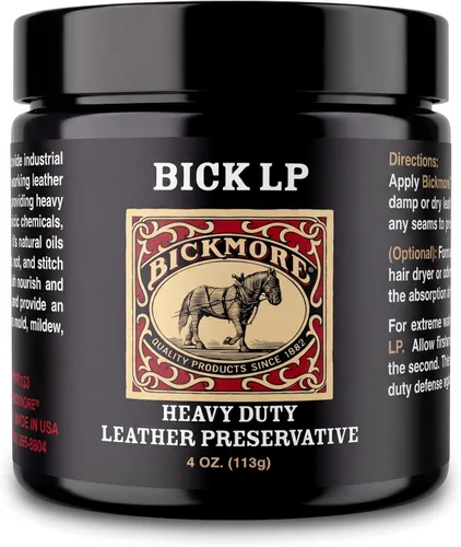 Bickmore Acondicionador de cuero, reparación de arañazos Bick LP de 4 onzas, conservante de cuero LP resistente, protector de cuero, bálsamo