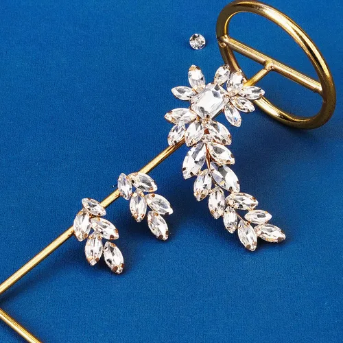 Miniatura 6 de Pinza para el cabello con diamantes de imitación de cristal, diseño de orejas de trigo, horquilla de boda, horquilla de cristal para novia