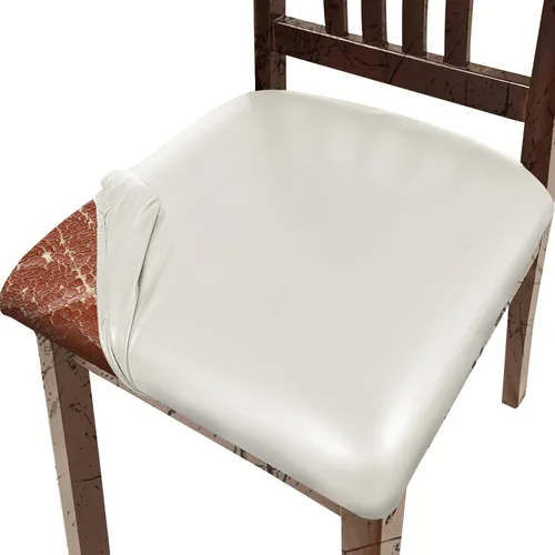Miniatura 9 de Juego de 4 fundas de asiento para sillas de comedor de cuero PU, impermeables, fundas elásticas para sillas de comedor/cocina/hotel, fundas