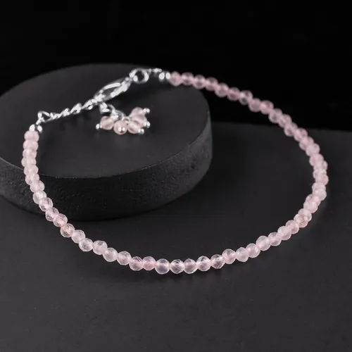 Miniatura 38 de Natural Gemstone Micro Round Beads Dainty Choker Bangle Bracelet, Handmade Jewelry for Women, Healing Chakra Crystals Silver Plated Chain 8 inch
