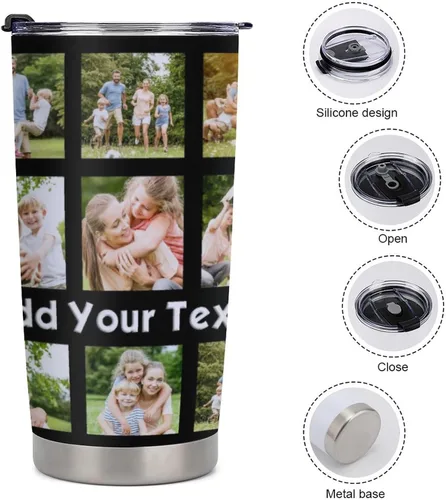 Miniatura 8 de Taza personalizada con foto y texto para hombres y mujeres, regalo para papá, mamá, familias y amigos, taza de viaje con foto e imagen