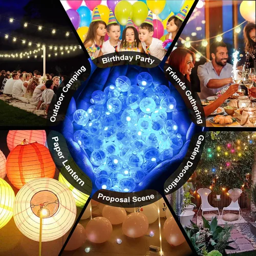 Miniatura 4 de Aogist 50 Piezas Luces para Globos Azules con Aro para Colgar, Mini Lámpara de Bola Redonda Pequeña Luz LED para Linternas de Papel y Vidrio