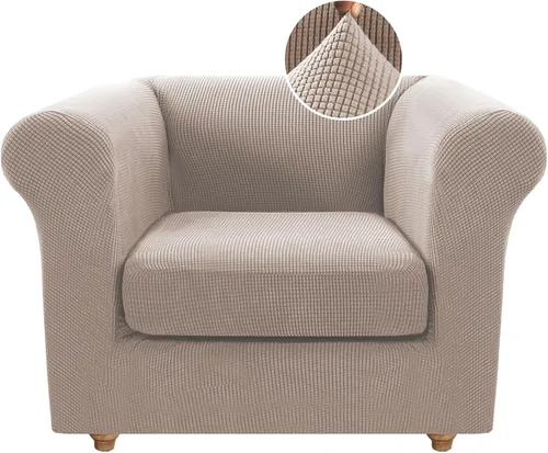 Miniatura 20 de Funda para silla Chesterfield de 2 piezas para sofá de 1 cojín, fundas para silla de brazo alto, 1 asiento, alta elasticidad, lavable, protector