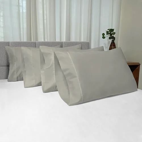 Miniatura 55 de Pizuna Juego de 2 fundas de almohada de 100 % algodón puro, tamaño estándar, color blanco, lujosas fundas de almohada de 400 hilos de satén