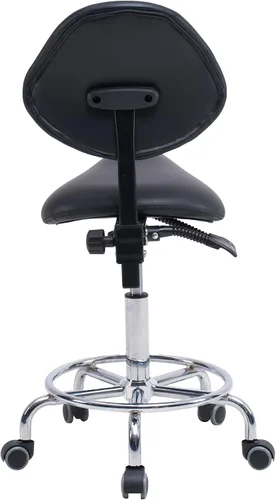 Miniatura 8 de Runboll Taburete ergonómico con respaldo y reposapiés, silla giratoria hidráulica rodante para uso dental, salón, tatuaje y spa, color negro