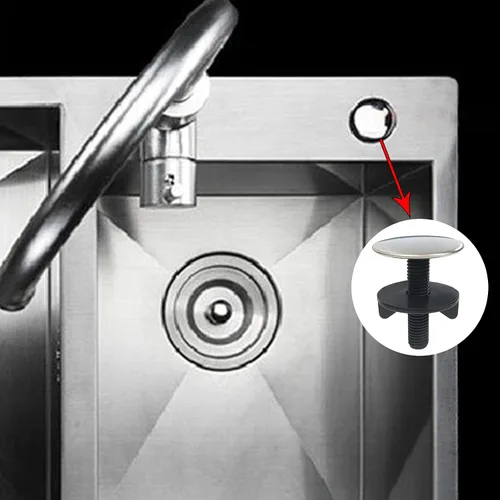 Miniatura 6 de 2 piezas de grifo de cocina cubierta de agujero de fregadero placa de orificio de grifo cubierta de tapón de metal cepillado acero inoxidable