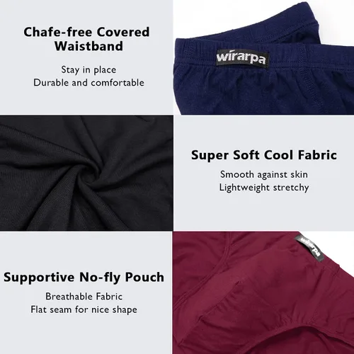 Miniatura 4 de wirarpa Men's Underwear Modal Microfiber Briefs No Fly Covered Waistband Silky Touch Underpants 4 Pack