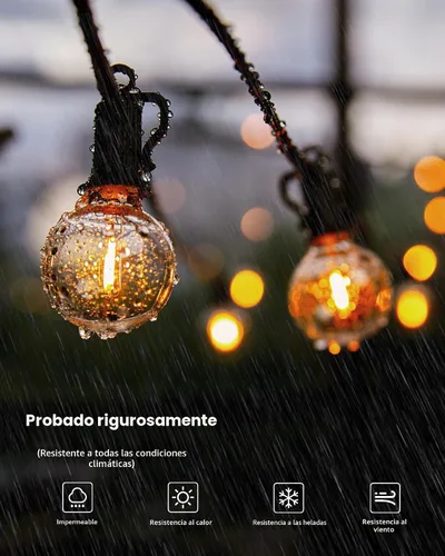 Miniatura 2 de Tira de luces G40 de 25 pies, con focos transparentes, con certificado UL para patios traseros, interiores y exteriores, negro, SYNCHKG061359