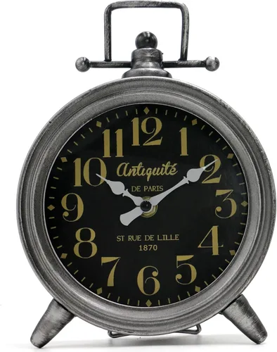 Reloj de mesa de metal vintage, moderno reloj de mesa de granja para sala de estar, dormitorio o decoración de estante, reloj de escritorio Frence