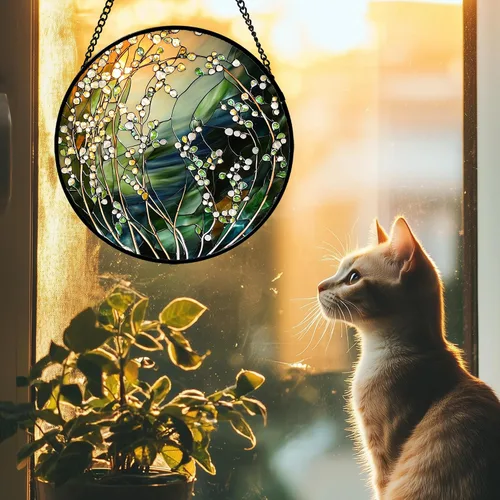 Miniatura 10 de Colgador de vitrales para colgar en ventanas, Koi y Lotus para puerta, decoración del hogar, atrapasoles de peces, Navidad, Día de la Madre, regalos