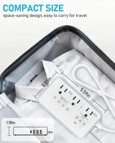 Miniatura 8 de Convertidor de voltaje de 220 V a 110 V de EE. UU. a Europa, convertidor de voltaje de 2000 W para viajes europeos con 3 puertos AC 2 USB-C 2 USB-A