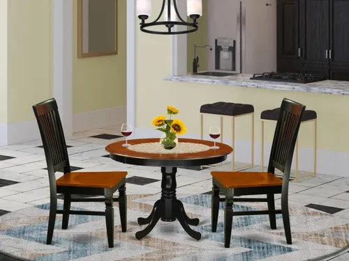 Miniatura 6 de East West Furniture HLWE3-BCH-W Juego de comedor, 3 piezas