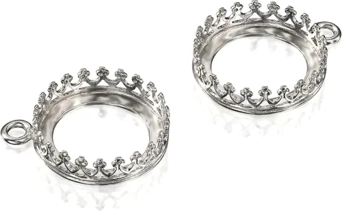 Miniatura 11 de Stera Jewelry Corona redonda de bisel de plata de ley 925 de 0.472-0.709 in con fornituras de bucle