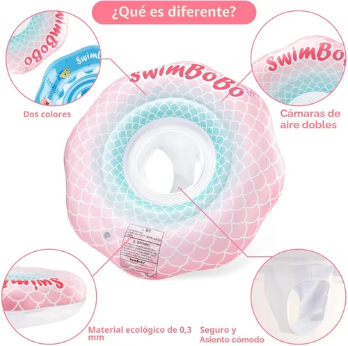 Miniatura 3 de Flotador inflable de natación para bebé con asiento de seguridad, juguetes divertidos para piscina para niños de 6 a 36 meses