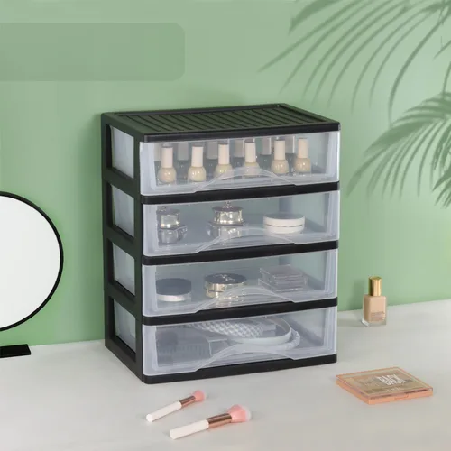 Miniatura 5 de BYCY Organizador de escritorio mediano apilable transparente de 4 cajones para suministros de oficina, cajones de almacenamiento apilables