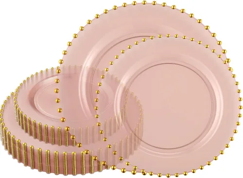 Miniatura 17 de Plasticpro - Juego de platos combinados de 32 piezas de plástico para cena, platos desechables de plástico elegantes y resistentes para fiestas de 7