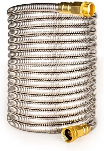 Miniatura 11 de Manguera líder de acero inoxidable: Extensión de manguera de jardín corta de 1 pie con acero 304 - Conector de metal flexible para grifo o carrete