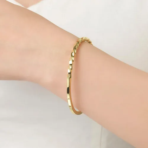 Miniatura 5 de UNY JEWEL La joyería hace una declaración de alambre de cable medio trenzado medio striaght brazalete hace un elegante regalo de Navidad