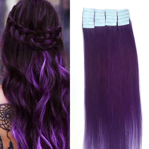 Miniatura 82 de Extensiones de cabello humano Remy con cinta adhesiva sin costuras (16 pulgadas, 10 unidades, rubio ceniza)