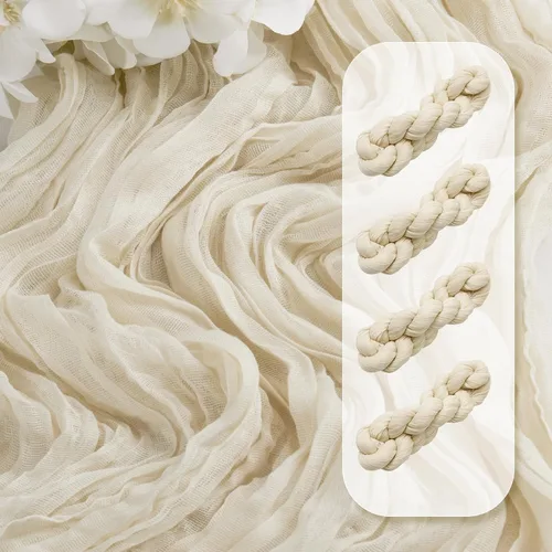 Camino de mesa beige de 36 x 120 pulgadas: camino de mesa de estopilla 4 paquetes – cenefa festones de mesa de gasa rústica decoración de mesa