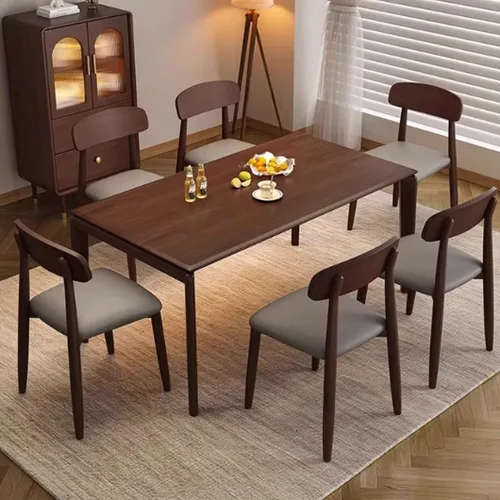 Miniatura 2 de YVYKFZD Solid Wood Dining Chairs, Armless Dining Room Chair Set, Leather Upholstered Kitchen Chairs, Comfy Side Chair with Curved Back, for