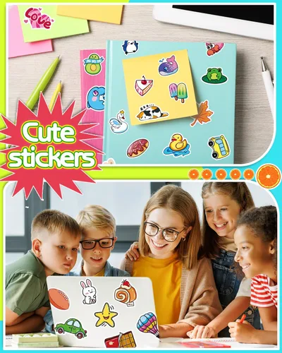 Miniatura 2 de 1200 piezas de calcomanías para niños, lindas calcomanías para botellas de agua para adolescentes, calcomanías de vinilo Kawaii impermeables