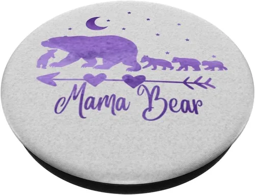 Miniatura 2 de Agarre y soporte para teléfonos y tabletas, diseño de oso de mamá y cuatro cubos sobre paletas blancas