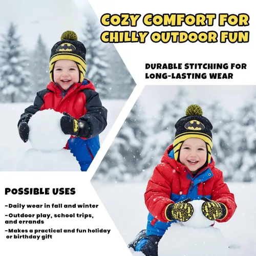 Miniatura 12 de DC Comics Conjunto de 2 pares de guantes o manoplas de invierno de Batman para niños (niños pequeños)