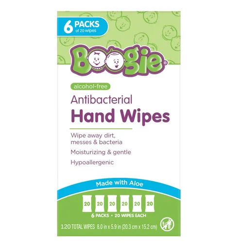 Miniatura 14 de Boogie Toallitas antibacterianas para manos, 30 unidades, hipoalergénicas y sin alcohol, envueltas individualmente, esencial para viaje y bolsa