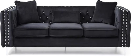 Miniatura 4 de Glory Furniture Sofá Paige, negro. Muebles de sala de estar, 30 pulgadas de alto x 86 pulgadas de ancho x 34 pulgadas de profundidad