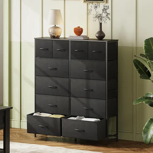 Miniatura 2 de WLIVE Cómoda alta para dormitorio con 12 cajones, aparadores y cómodas, cómoda de tela para armario, sala de estar, aparadores de almacenamiento