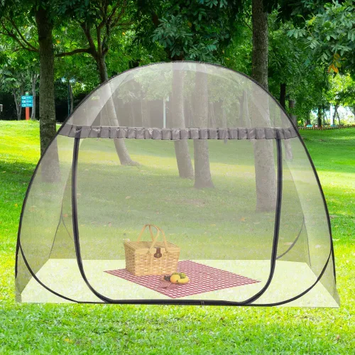 Miniatura 7 de Mengersi Tienda de Mosquitera para Cama, Dosel de Cama Desplegable con Fondo de Red, Tienda de Cama con Mosquitera para Niños y Niñas, Cama, Gris