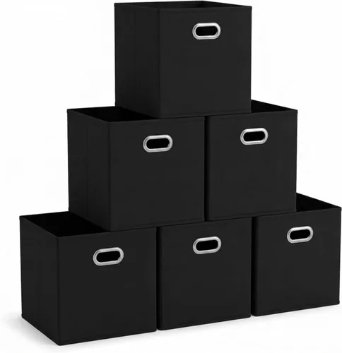Household Essentials Cubos de Almacenamiento de Tela Plegables Paquete de 6 – 11x11x11 Contenedores No Tejidos Apilables con Lados de Cartón