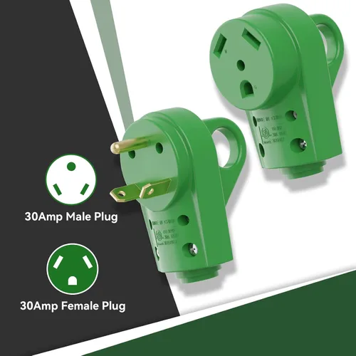 Miniatura 2 de Kit de Enchufe Masculino y Femenino RVGUARD de 30 Amperios para RV, Enchufe de Reemplazo RV NEMA TT-30P y TT-30R, 125V 30 Amperios con Manija