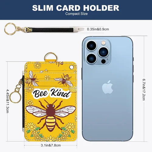Miniatura 3 de Portafolios delgados con soporte para tarjeta de crédito, funda delgada de cuero PU con bloqueo RFID para viajes con ventana para ID, regalos